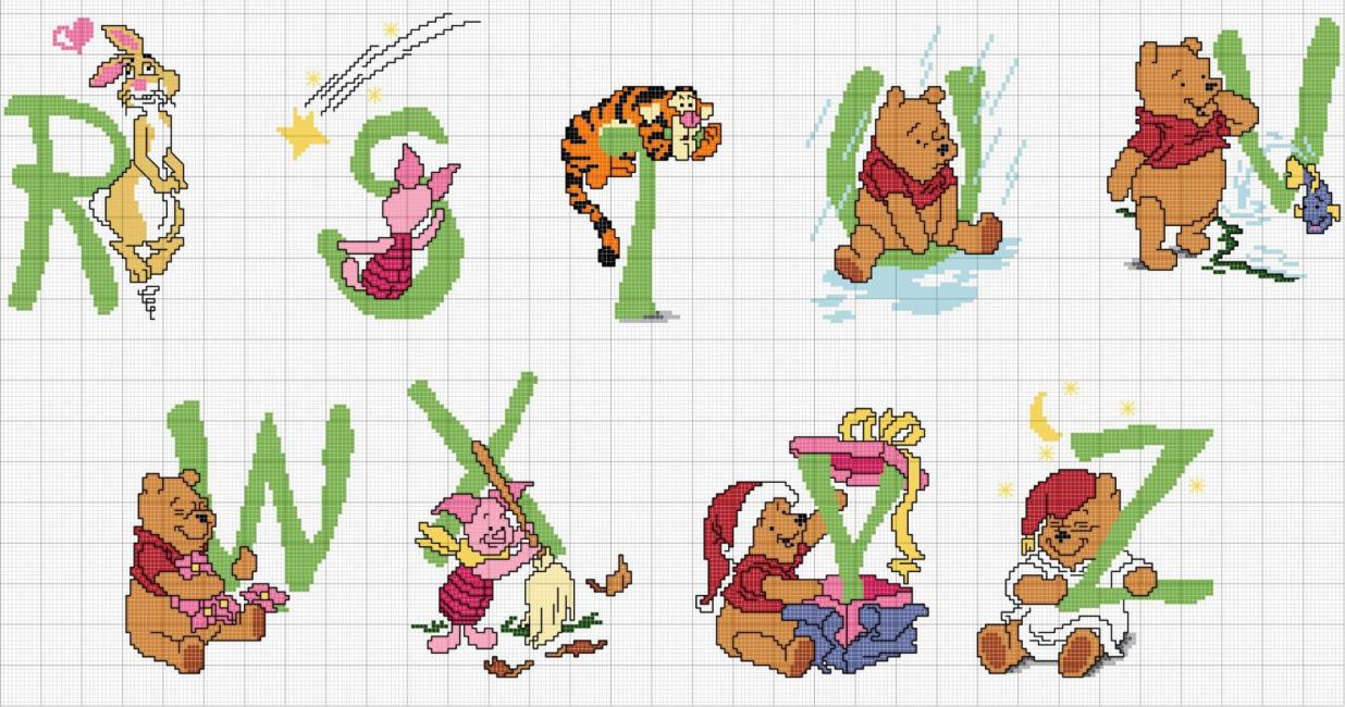 Schema punto croce Alfabeto Winnie 3